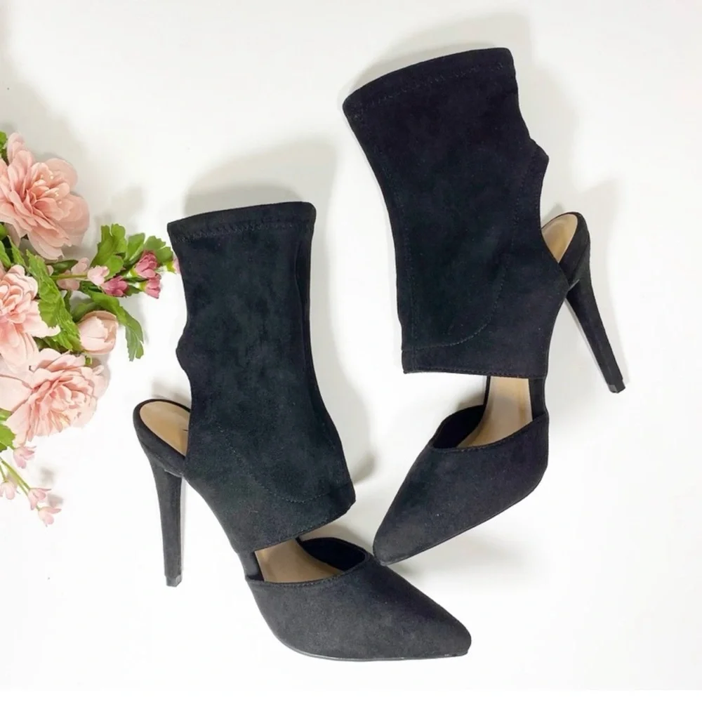 ANNE MICHELLE Dedicate Black Suede Pointed
Toe Stiletto Heel Bootie - Picture 6 of 9